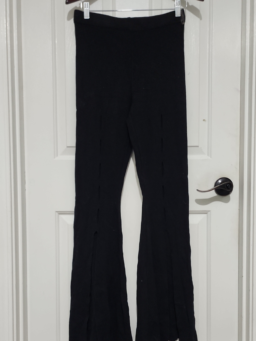 Black Slit Flare Knit Pants